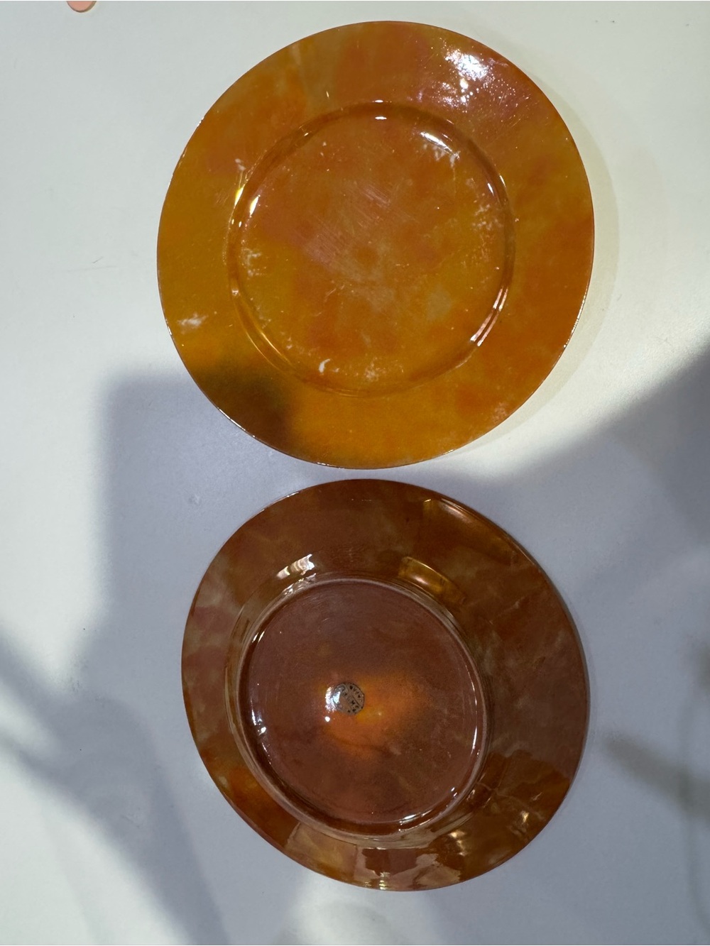 Amber-Tone Glass Charger Plates - Set of 2